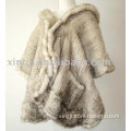 Ladies Fashion Fur Shawl Natural Beige Color Knitted Cross Mink Fur Shawl
